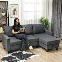 HOMCOM Fold-Out Convertible Sofa Bed with Removable Covers in Dark Grey | Size: 3 Seater