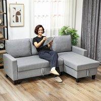 HOMCOM Fold-Out Convertible Sofa Bed with Removable Covers in Grey | Size: 3 Seater