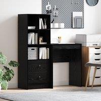 Berkfield Home Desk with Storage Black Oak Engineered Wood