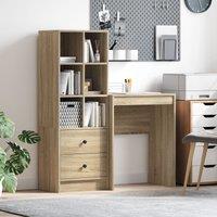 Berkfield Home Desk with Storage Sonoma Oak Engineered Wood in Beige