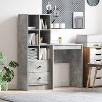 Berkfield Home Desk with Storage Concrete Grey Engineered Wood