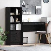 Berkfield Home Desk with Storage Black Oak Engineered Wood