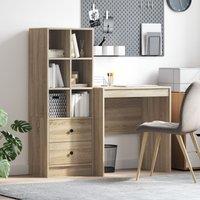 Berkfield Home Desk with Storage Sonoma Oak Engineered Wood in Brown