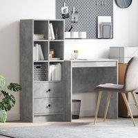 Berkfield Home Desk with Storage Concrete Grey Engineered Wood in Green