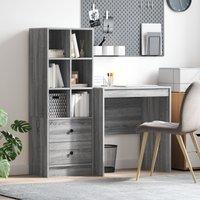 Berkfield Home Desk with Storage Grey Sonoma Engineered Wood