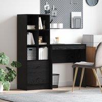 Berkfield Home Desk with Storage Black Oak Engineered Wood