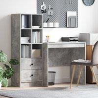 Berkfield Home Desk with Storage Concrete Grey Engineered Wood