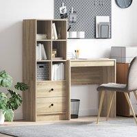 Berkfield Home Desk with Storage Sonoma Oak Engineered Wood in Beige
