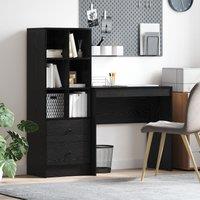 Berkfield Home Desk with Storage Black Oak Engineered Wood