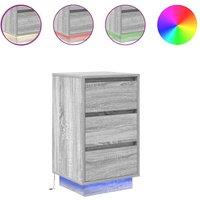 Berkfield Home Bedside Cabinet with LED Lights Grey Sonoma 38x34x65 cm | Size: 38 x 34 x 65 cm