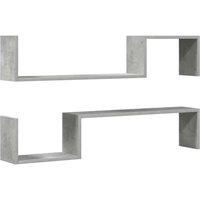 Berkfield Home Wall Shelf 2 pcs Concrete Grey 100x15x20 cm Engineered Wood | Size: 100 x 15 x 20 cm