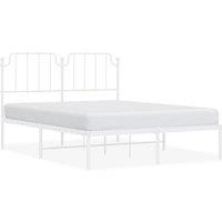 Berkfield Home Metal Bed Frame with Headboard White 150x200 cm King Size