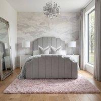 Stratus Interiors Supreme Bed Panelled Head Footboard - Gas Lift Ottoman Storage - Grey | Size: Small Double