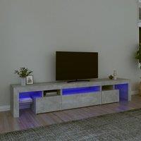 Berkfield Home TV Cabinet with LED Lights Concrete Grey 215x36.5x40 cm