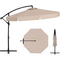 Gymax 290cm Offset Umbrella with Cover Tilt Adjustment Ruffled Edge in Beige