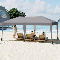 Costway 590x300 CM Pop up Canopy Tent Foldable Patio Shelter w/ Wheeled Bag in Grey