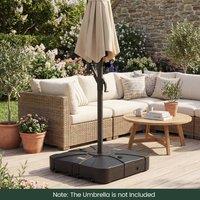 Costway 130kg Cantilever Patio Umbrella Base HDPE Offset Umbrella Stand in Black