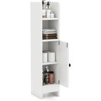 CASART Bathroom Storage Cabinet Slim Corner Floor Cabinet w/ Adjustable Shelf in White