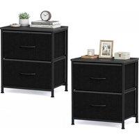 Costway 2PCS Nightstand End Table w/ 2 Fabric Drawers Bedside Table Side Table in Black