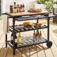 Costway Dining Cart w/ Korean BBQ Grill Metal Food Prep Station w/2 Shelves
