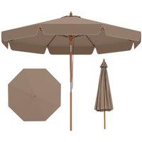 Costway 300cm Scalloped Patio Umbrella Outdoor Parasol Sun Shade w/8 Ribs in Khaki