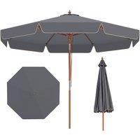 Costway 300cm Scalloped Patio Umbrella Outdoor Parasol Sun Shade w/8 Ribs in Grey