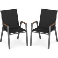 Costway 2PCS Stackable Patio Chairs Patio Dining Chairs w/High Backs &Armrests in Black