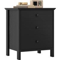 Gymax Nightstand With 3 Drawer Sofa Side Bedside Table Wooden Chest of Drawers in Black