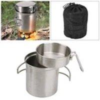 Havendro Stainless Steel Cooking Pot Set for Camping Hiking Picnic in Silver