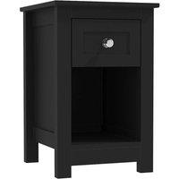 VOGREX Slim Side End Table Small Bedside Nightstand with Drawer in Black