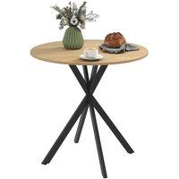 SPETLEK 80cm Round Dining Table Industrial Kitchen Table with Steel in Brown