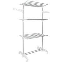 Nordara Extra Large 3 Tier Folding Clothes Airer Drying Rack in Silver