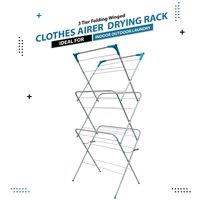 Nordara 3 Tier Extendable Laundry Airer Drying Rack Indoor Outdoor in Silver