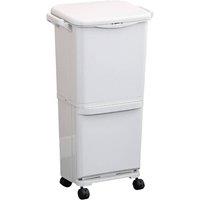 Nordara 45L Kitchen Recycling Bin Dual Compartment Waste Dustbin with Wheels in White