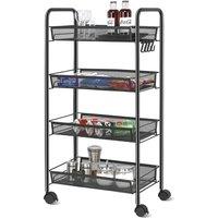 Havendro Kitchen Trolley Storage Rack Vegetable Mobile Shelf Rack in Black