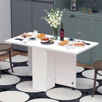 SPETLEK Mobile Drop Leaf Table Folding Kitchen Table on Wheels in White