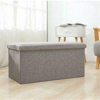 VOGREX Large Capacity Storage Ottoman Multi-Purpose Seat Foot Stool in Grey