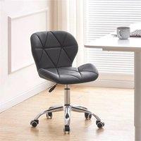 VOGREX Black Adjustable Vanity Chair with Wheels for Home Office Desk