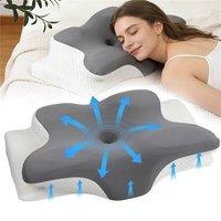VOGREX 2PCS Ergonomic Memory Foam Pillow Grey Neck Cervical