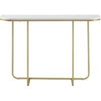 Havendro 112cm Curved Entry Console Foyer Side White Faux Marble & Gold Legs