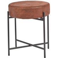 Havendro Brown Faux Leather Stool Round Padded Seat Metal Legs