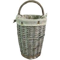 Havendro Grey wash Wicker Stair Basket with Bee Bumblebee Liner