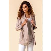 Roman Women's Tie Waist Longline Jacket in Stone | Size: 22