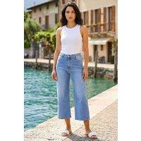 Dusk Women's Denim Pocket Detail Wide Leg Culotte in Blue | Size: 10
