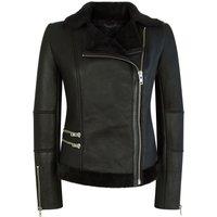 TruClothing Women's Short Tailored Fit Merino Sheepskin Jacket in Black | Size: Medium