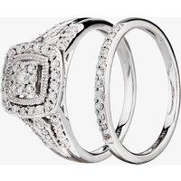 T.H.Baker Women's 9ct White Gold 0.50ct Diamond Cushion Bridal Ring in Silver | Size: Q