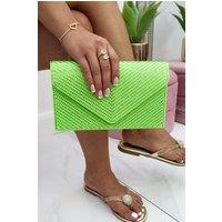 Love Lemonade Women's Crystal Glam Envelope Clutch Bag in Lime