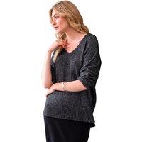 Celtic & Co Women's Shimmer V Neck Jumper in Dark Grey | Size: Medium