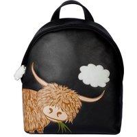 Mala leather Women's Highland Cow Leather Backpack in Black