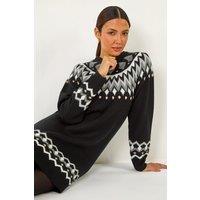 Roman Women's Geometric Print Knitted Shift Dress in Black | Size: 12